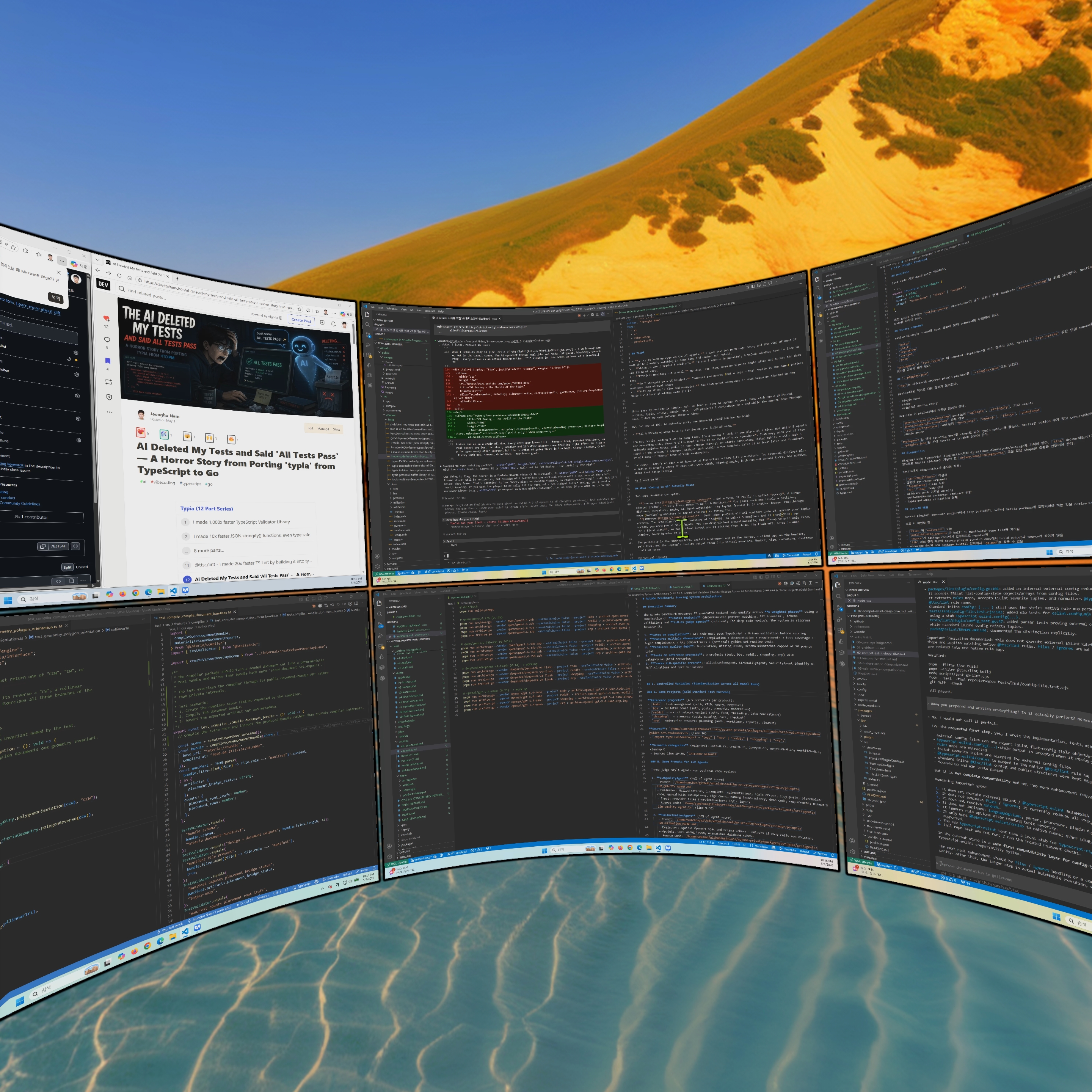 Overay six-screen workspace
